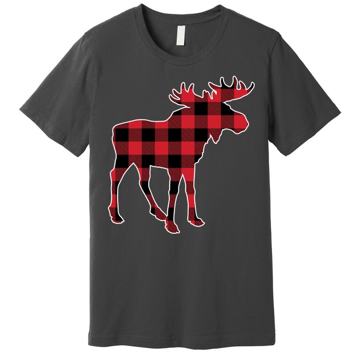 Holiday Plaid Moose Premium T-Shirt