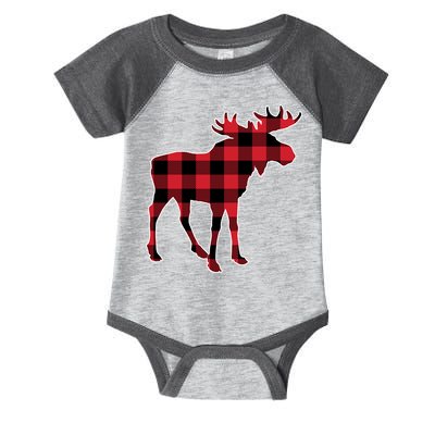 Holiday Plaid Moose Infant Baby Jersey Bodysuit