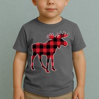 Holiday Plaid Moose Toddler T-Shirt