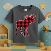 Holiday Plaid Moose Toddler T-Shirt
