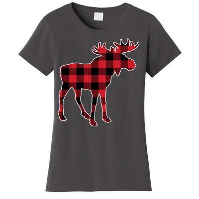 Holiday Plaid Moose Women's T-Shirt