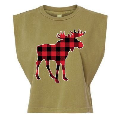 Holiday Plaid Moose Garment-Dyed Women's Muscle Tee