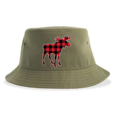 Holiday Plaid Moose Sustainable Bucket Hat