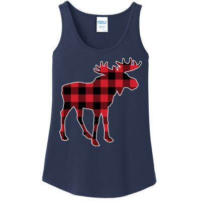 Holiday Plaid Moose Ladies Essential Tank