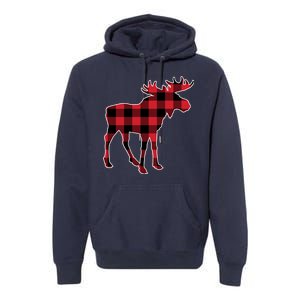 Holiday Plaid Moose Premium Hoodie