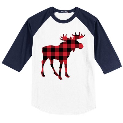 Holiday Plaid Moose Baseball Sleeve Shirt