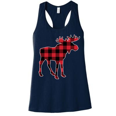 Holiday Plaid Moose Women's Racerback Tank