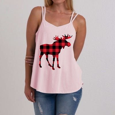 Holiday Plaid Moose Women's Strappy Tank