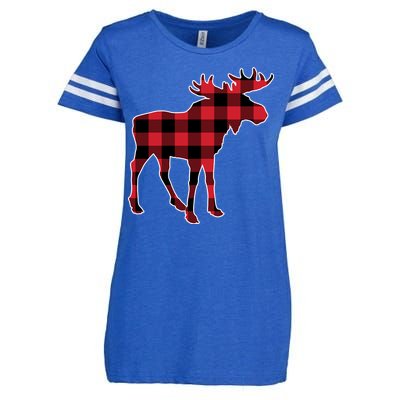 Holiday Plaid Moose Enza Ladies Jersey Football T-Shirt