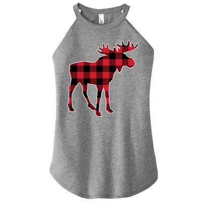 Holiday Plaid Moose Women's Perfect Tri Rocker Tank