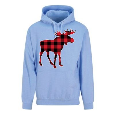 Holiday Plaid Moose Unisex Surf Hoodie