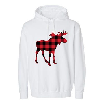 Holiday Plaid Moose Garment-Dyed Fleece Hoodie