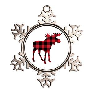 Holiday Plaid Moose Metallic Star Ornament