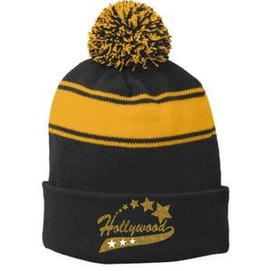 Hollywood Walk Of Fame California Stripe Pom Pom Beanie