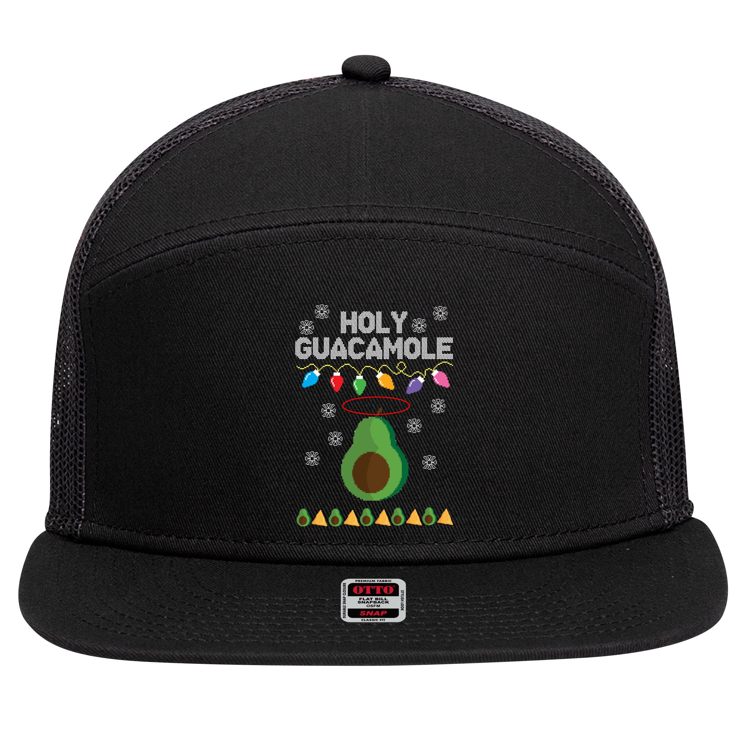 Holy Guacamole Ugly Christmas 7 Panel Mesh Trucker Snapback Hat