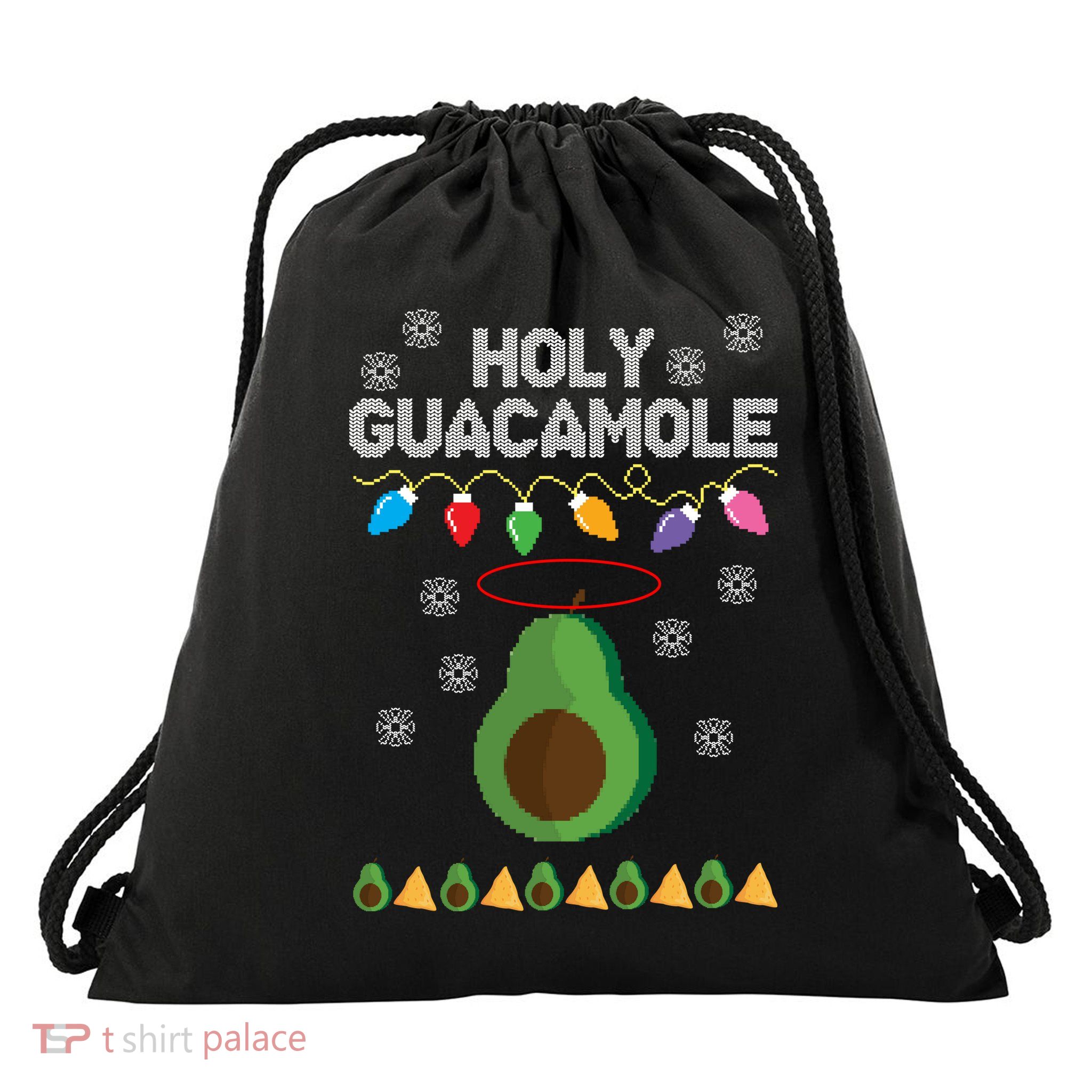 Holy Guacamole Ugly Christmas Drawstring Bag