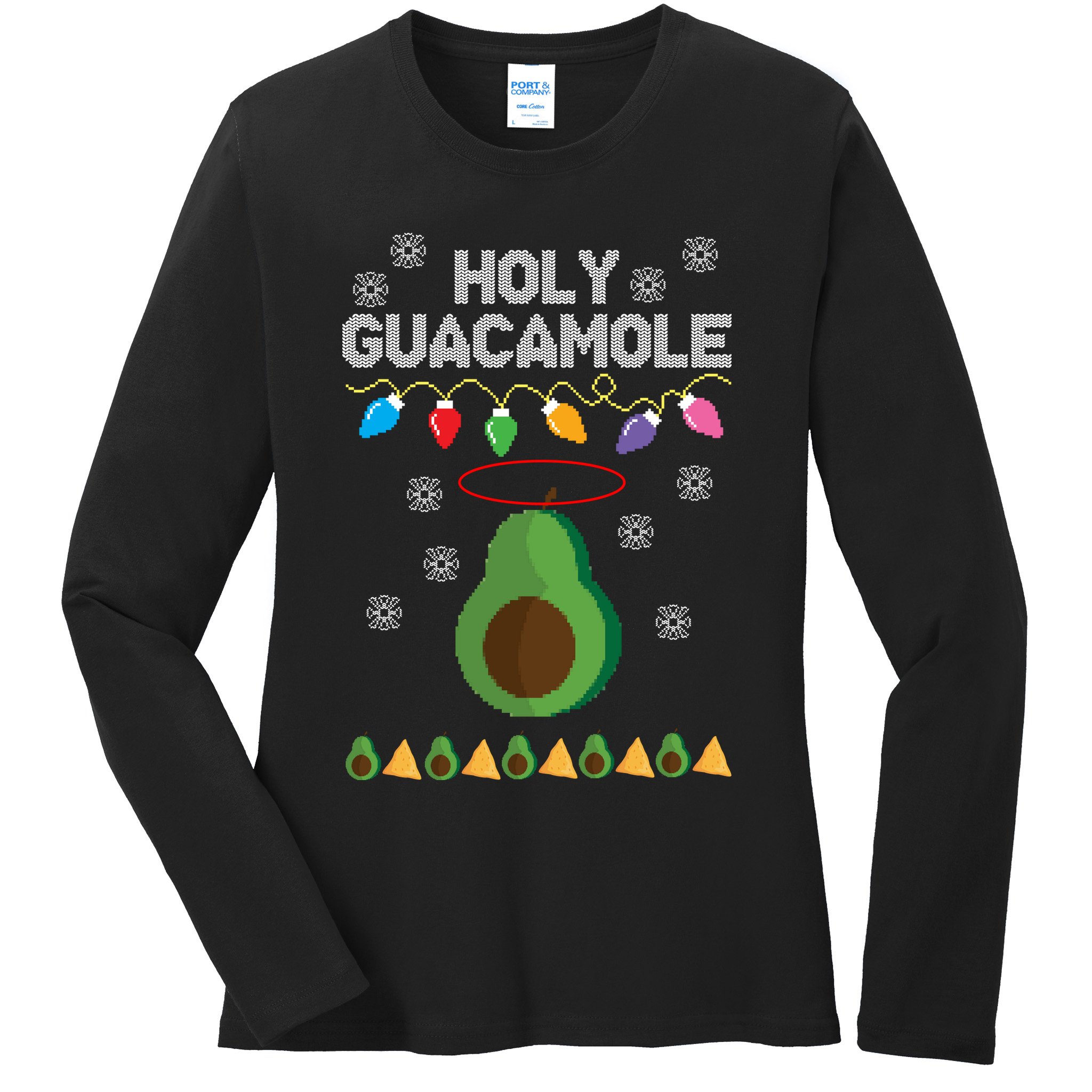 Holy Guacamole Ugly Christmas Ladies Long Sleeve Shirt