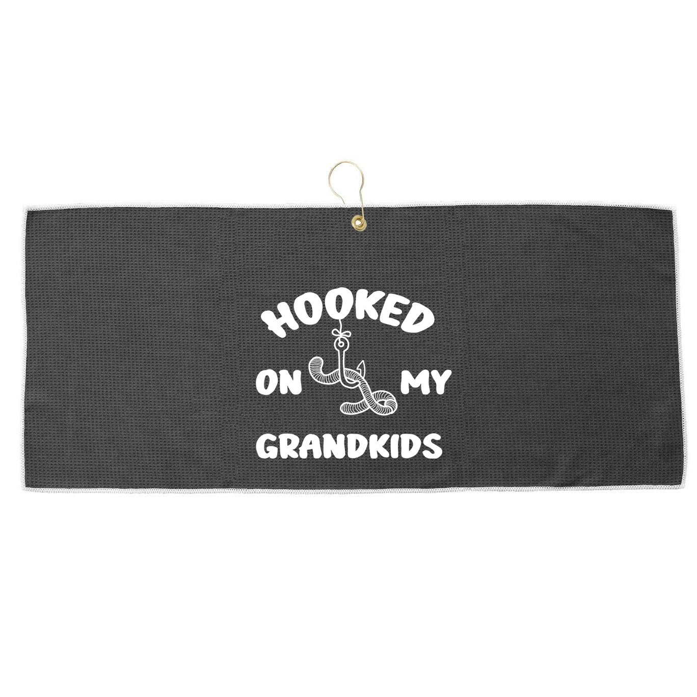 Hooked On My Grandkids Large Microfiber Waffle Golf Towel