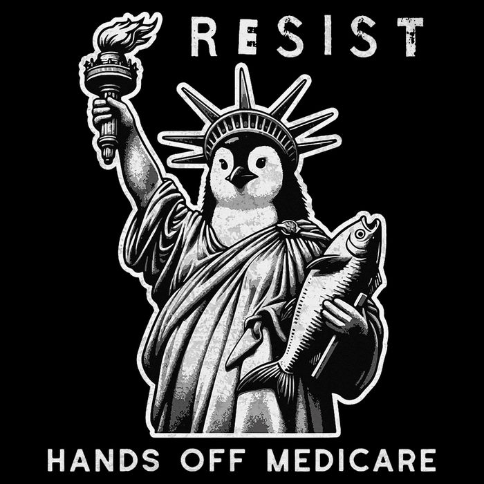 Hands Off Medicare Penguin Statue Of Liberty Resist Protest Backpack