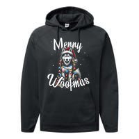 Husky Or Malamute Dog Merry Woofmas Christmas Lights Tank Top Performance Fleece Hoodie