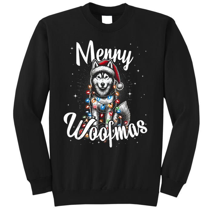 Husky Or Malamute Dog Merry Woofmas Christmas Lights Tank Top Sweatshirt