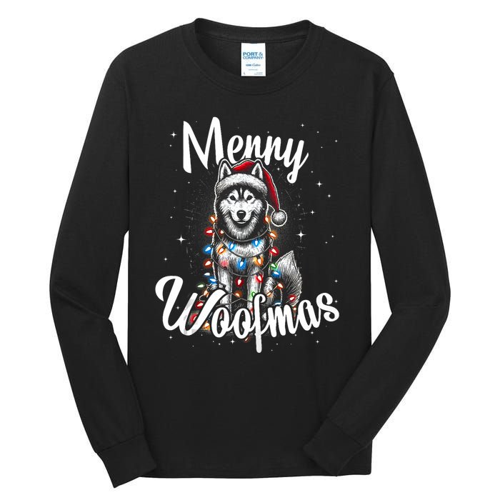 Husky Or Malamute Dog Merry Woofmas Christmas Lights Tank Top Tall Long Sleeve T-Shirt