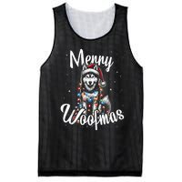 Husky Or Malamute Dog Merry Woofmas Christmas Lights Tank Top Mesh Reversible Basketball Jersey Tank