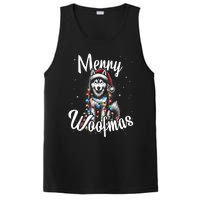 Husky Or Malamute Dog Merry Woofmas Christmas Lights Tank Top PosiCharge Competitor Tank