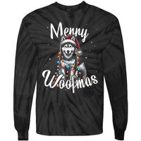 Husky Or Malamute Dog Merry Woofmas Christmas Lights Tank Top Tie-Dye Long Sleeve Shirt