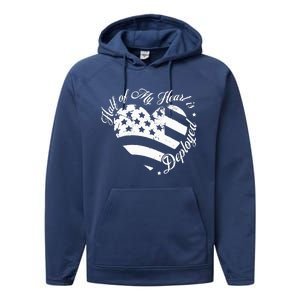 Half Of My Heart Is Deployed Husband Wife Deployment Gifts Performance Fleece Hoodie