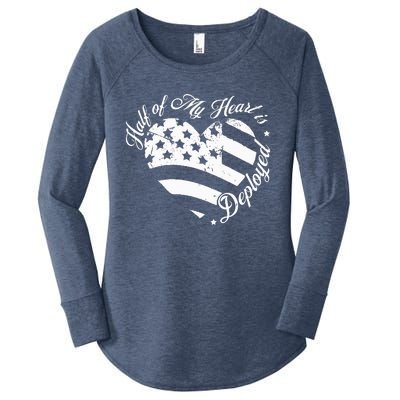 Half Of My Heart Is Deployed Husband Wife Deployment Gifts Women's Perfect Tri Tunic Long Sleeve Shirt