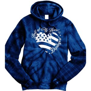 Half Of My Heart Is Deployed Husband Wife Deployment Gifts Tie Dye Hoodie