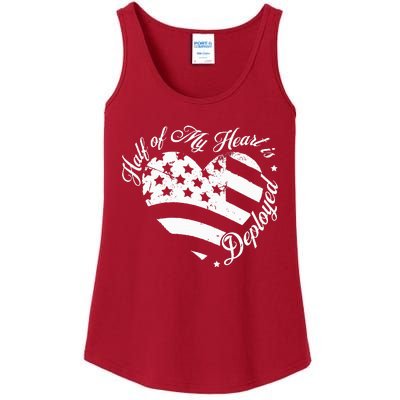 Half Of My Heart Is Deployed Husband Wife Deployment Gifts Ladies Essential Tank