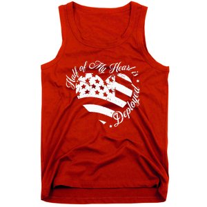 Half Of My Heart Is Deployed Husband Wife Deployment Gifts Tank Top