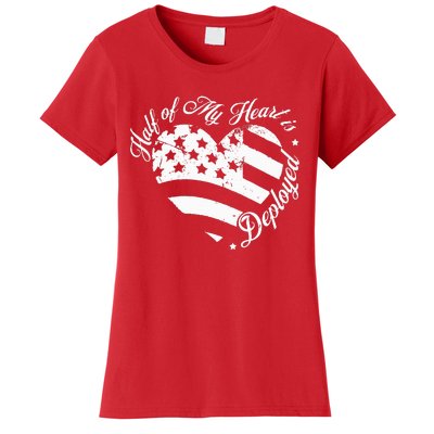 Half Of My Heart Is Deployed Husband Wife Deployment Gifts Women's T-Shirt