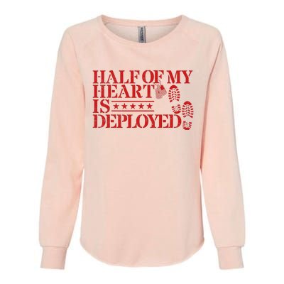 Half Of My Heart Is Deployed Husband Wife Deployment Womens California Wash Sweatshirt