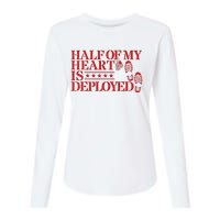 Half Of My Heart Is Deployed Husband Wife Deployment Womens Cotton Relaxed Long Sleeve T-Shirt