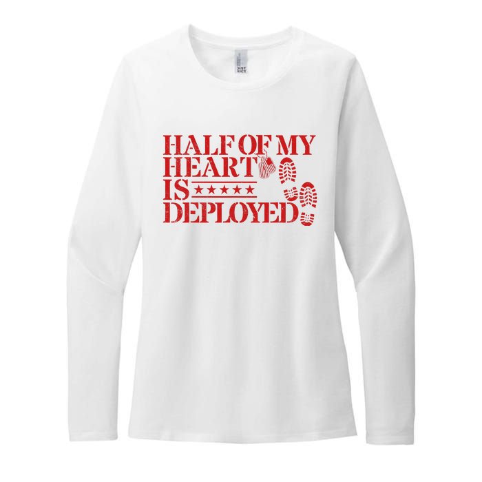 Half Of My Heart Is Deployed Husband Wife Deployment Womens CVC Long Sleeve Shirt