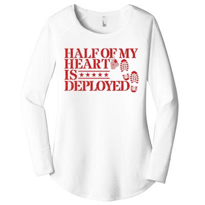 Half Of My Heart Is Deployed Husband Wife Deployment Women's Perfect Tri Tunic Long Sleeve Shirt