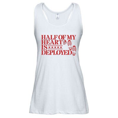 Half Of My Heart Is Deployed Husband Wife Deployment Ladies Essential Flowy Tank