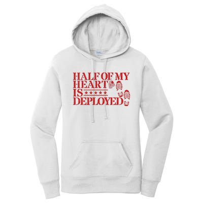 Half Of My Heart Is Deployed Husband Wife Deployment Women's Pullover Hoodie