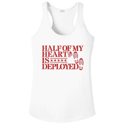 Half Of My Heart Is Deployed Husband Wife Deployment Ladies PosiCharge Competitor Racerback Tank