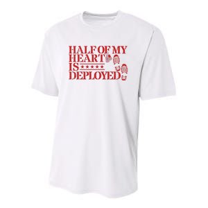 Half Of My Heart Is Deployed Husband Wife Deployment Youth Performance Sprint T-Shirt