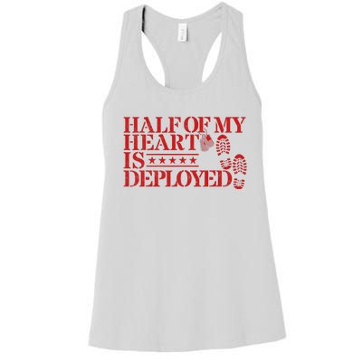 Half Of My Heart Is Deployed Husband Wife Deployment Women's Racerback Tank