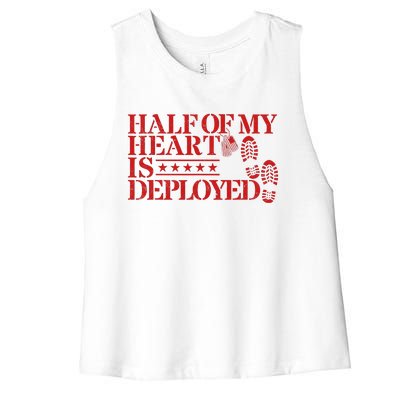 Half Of My Heart Is Deployed Husband Wife Deployment Women's Racerback Cropped Tank