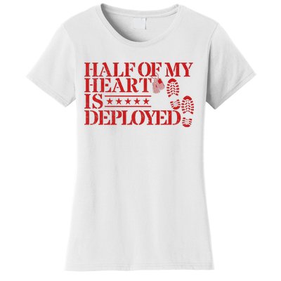 Half Of My Heart Is Deployed Husband Wife Deployment Women's T-Shirt