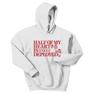 Half Of My Heart Is Deployed Husband Wife Deployment Kids Hoodie