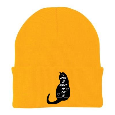 Home Is Where My Cat Is Funny Knit Cap Winter Beanie