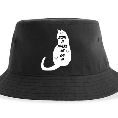 Home Is Where My Cat Is Funny Sustainable Bucket Hat