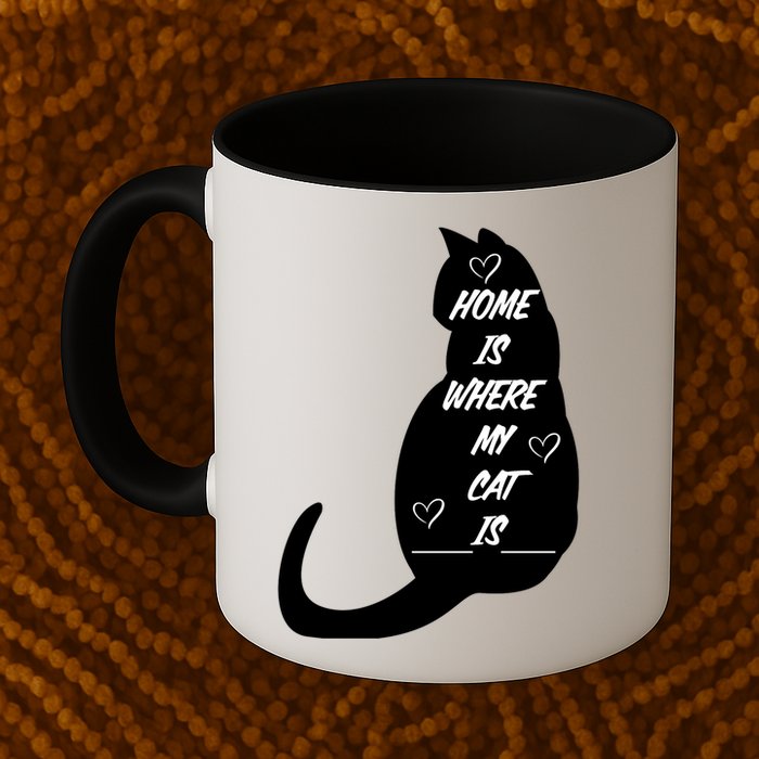 Home Is Where My Cat Is Funny Mug